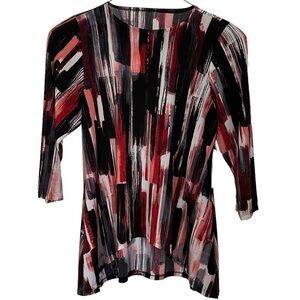 No Brand Top Geometric Design 3/4 Sleeve Soft Spandex/Polyester